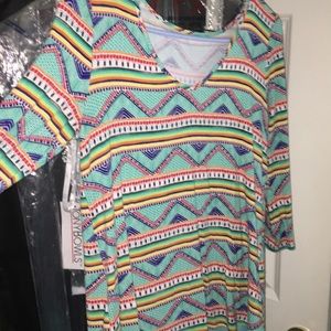 multicolored top with see through back.